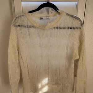 Zara Women's Cream Knit Sweater